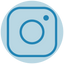 Blue Instagram logo icon on a light blue background